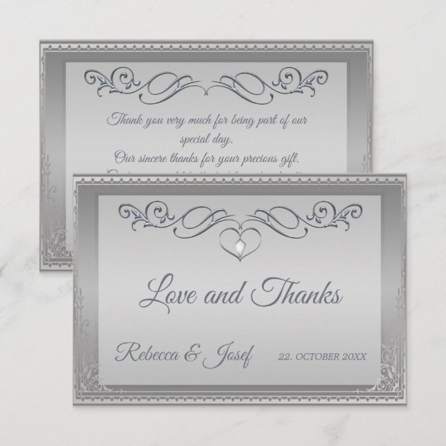 Luxus Elegante verzierte Ecke Dankeskarte (Vorne/Hinten)