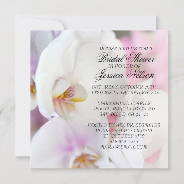 Luxus Elegante Weißer Orchid Einladung (Vorderseite)