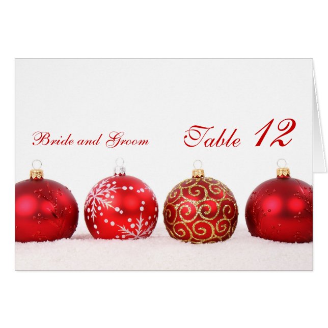 Luxus Elegante Winter Holiday Tischnummer Karte (Vorderseite (Horizontal))
