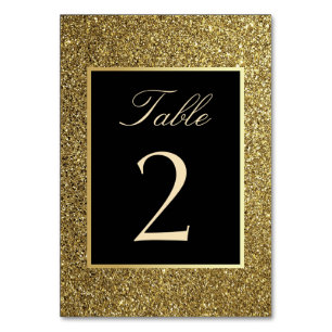 Luxus Eleganter Glitter Gold und Schwarz Hochzeits Tischnummer