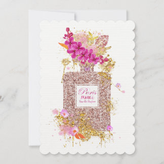 Luxus Eleganter Rosa Glitzer Parfüm Einladung