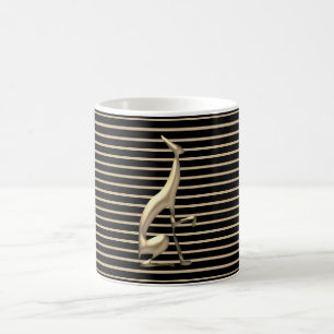 Luxus Eleganter schwarzer und goldener Streifenmus Kaffeetasse