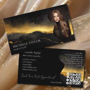 Luxus-Elegantes-Friseur-Extension-Foto Gold Visitenkarte