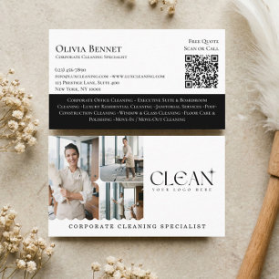 Luxus-Elegantes-Gewerbe-Reinigungs-Foto-QR-Code Visitenkarte