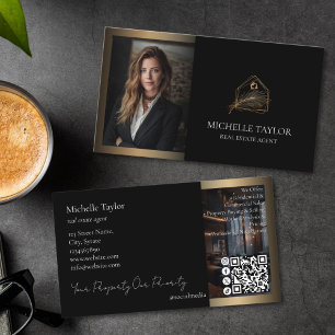 Luxus-Elegantes-Immobilien-Makler-Foto-Gold Visitenkarte