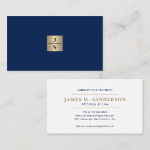 Luxus elegantes Monogramm navy gold Anwalt Visitenkarte