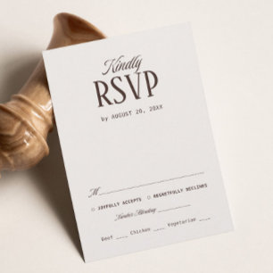 Luxus-Elfenbein- und Espresso-Braun-Hochzeits-RSVP Begleitkarte