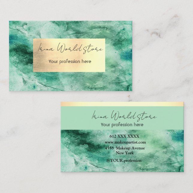 Luxus Emerald Green Goldfarbe abstrakt Visitenkarte (Vorne/Hinten)