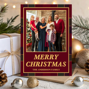 Luxus-Erbe-Tartan-Karo-Familienfoto Weihnachten