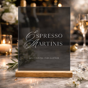 Luxus-Espresso-Martini-Bar-Schild aus dunklem Acry Acrylschild