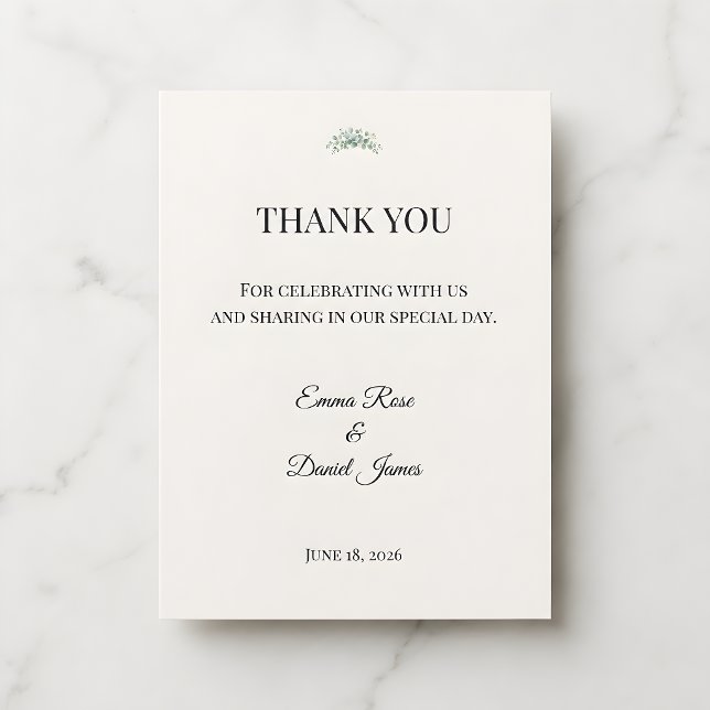 Luxus-Eukalyptus-Grün Dankeskarte (Eucalyptus wedding themed thank you card)