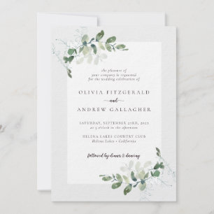 Luxus-Eukalyptus-QR-Code All-in-One-Hochzeit Einladung