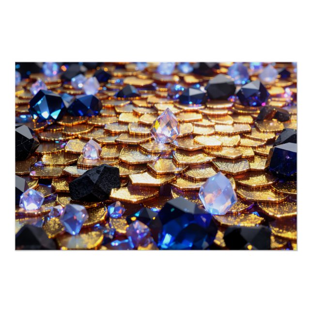 Luxus Fantasy Gemstone Abstrakt Poster (Vorderseite)