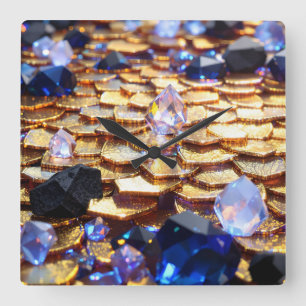 Luxus Fantasy Gemstone Abstrakt Quadratische Wanduhr