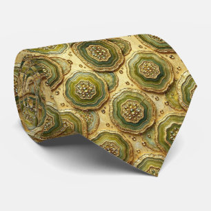 Luxus-Faux-Seide Oliven- und Gold-Geoden-Schlips Krawatte