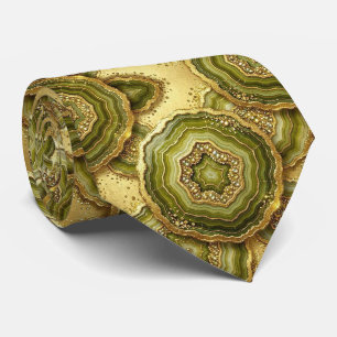 Luxus-Faux-Seide Oliven- und Gold-Geoden-Schlips Krawatte