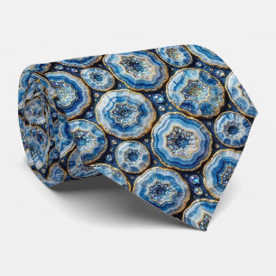 Luxus-Faux-Seide Ozeanblaue Geode-Krawatte Krawatte