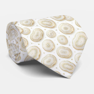 Luxus-Faux-Seide   Weiß + Gold-Geoden-Schlips Krawatte