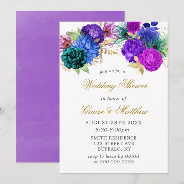 Luxus Fiesta Peacock Gold Polterabend lädt ein (Vorne/Hinten)