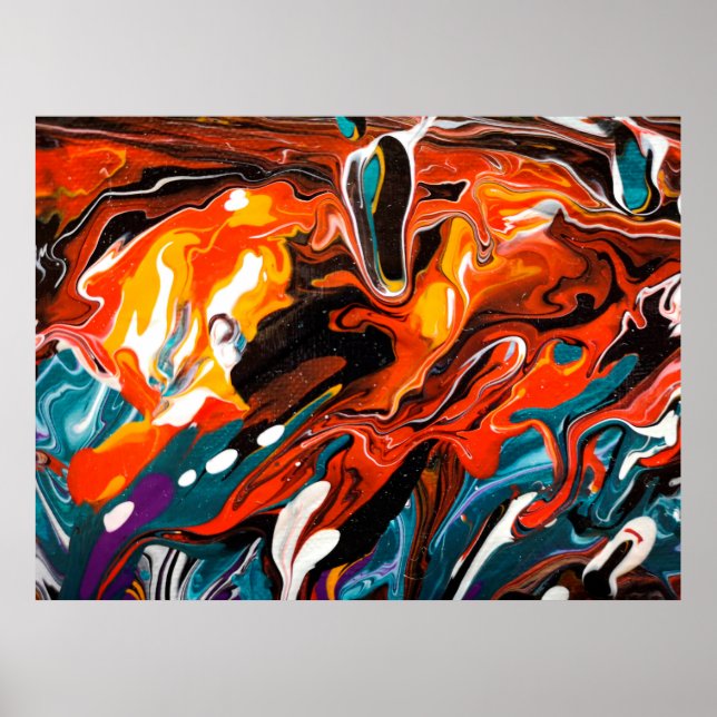 Luxus Fliud Art Abstrakt Trendy farbenfrohe Backgr Poster (Vorne)