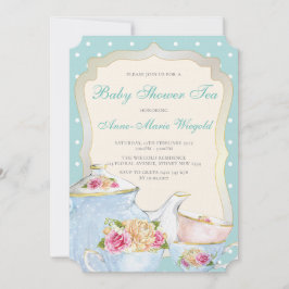 Luxus Floral Baby Dusche Tea Polka dot Einladung
