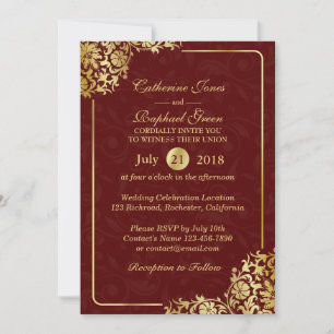 Luxus Floral Gold Lace UAWG Wedding Einladung