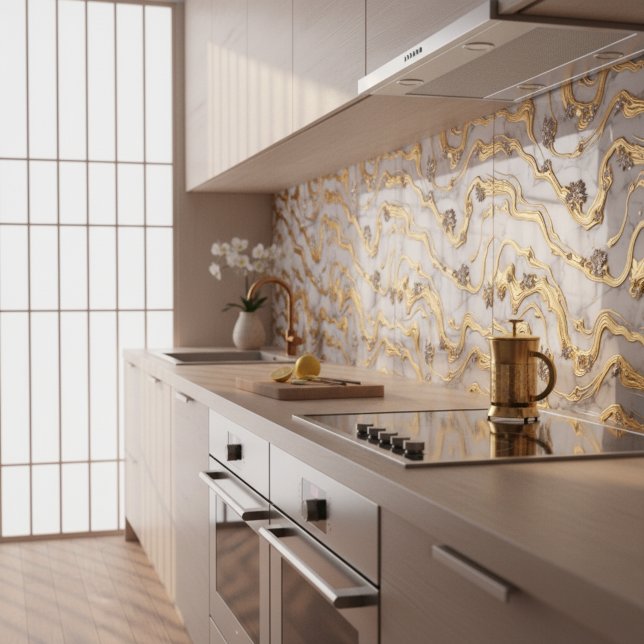 Luxus Flüssig-Gold & Weiß Marmor Design Fliese (Von Creator hochgeladen)
