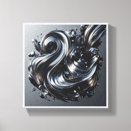 Luxus Flüssiges Silber Welle - 3D Metallische Flüs Leinwanddruck