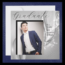 Luxus Foto Abschluss Silver Metallic Einladung