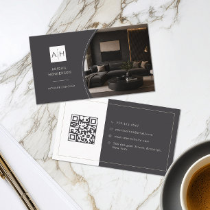 Luxus-Foto-QR-Code-Innenarchitekt Visitenkarte
