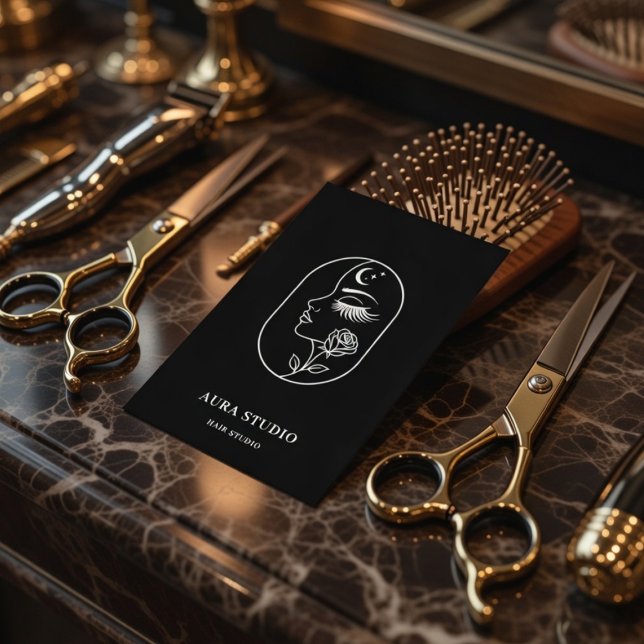 Luxus-Friseur-Geschäftskarte mit QR-Code  Visitenkarte (Von Creator hochgeladen)