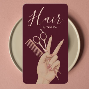 Luxus-Friseur Hairstylist Elegant Burgund Visitenkarte