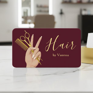 Luxus-Friseur Hairstylist Modern Burgund Visitenkarte