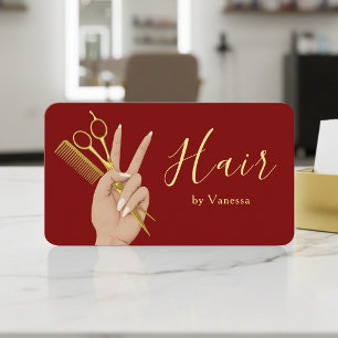 Luxus-Friseur Hairstylist Modern Rot Gold Visitenkarte