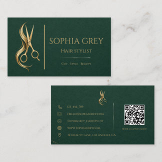 Luxus-Friseur in Smaragd und Gold Visitenkarte