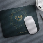 Luxus-Friseur-Shop Gold und Marine geometrisch Mousepad<br><div class="desc">Barbershop Mauspad mit Imitaten goldgeometrischen Formen und Typografie auf einem Vintagen Stil dunkelmarineblauen Kalkboard Hintergrund.                Geeignet für elegante Frisur,  maßgeschneiderte Dienstleistungen,  Männersalon oder Boutiquen.</div>