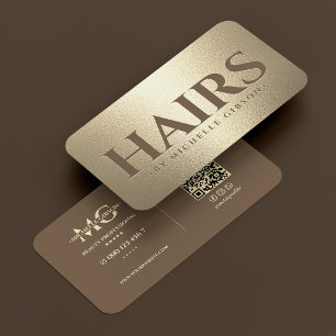 Luxus-Friseursalon Braun Faux Gold Visitenkarte