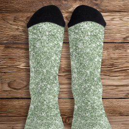 Luxus Funkelnd Sage Green Glitzer Socken
