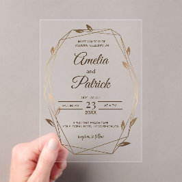 Luxus-Geometrisch-Botanische Goldene Hochzeit Acryleinladungen