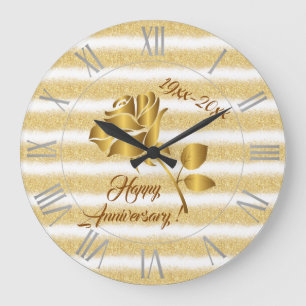 Luxus-Geschenk mit goldenem Glitter und weißen Blu Große Wanduhr