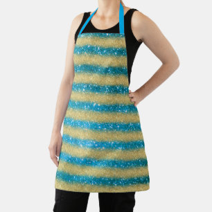 Luxus Geschenk Popular Blue Gold Glitzer Schürze