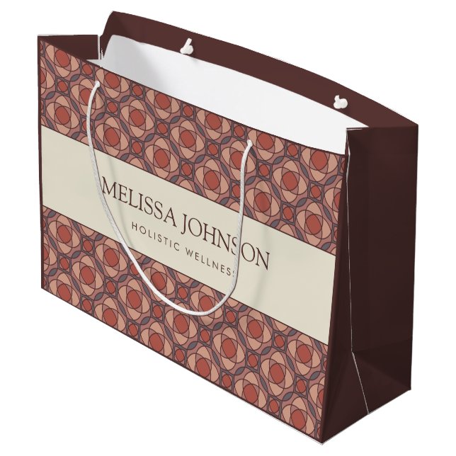 Luxus-Geschenktasche aus Papier mit geometrischem  Große Geschenktüte (Rückseite Schrägansicht)