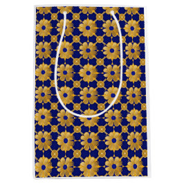 "Luxus-Geschenktasche mit Goldblumen – Elegante Ve Mittlere Geschenktüte