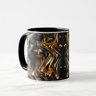 Luxus geschmolzener Metalleffekt Katze Kunst Tasse