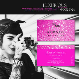 Luxus Girly Pink Glitzer Luminous Stars und Logos Visitenkarte