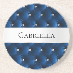 Luxus Glam Blau Faux Velours Getränkeuntersetzer
