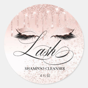 Luxus Glam Blush Rose Gold Lash Bath Cleanser Runder Aufkleber
