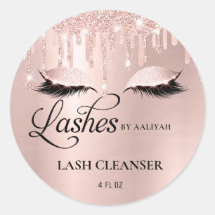 Luxus Glam Blush Rose Gold Lash Bath Cleanser Runder Aufkleber