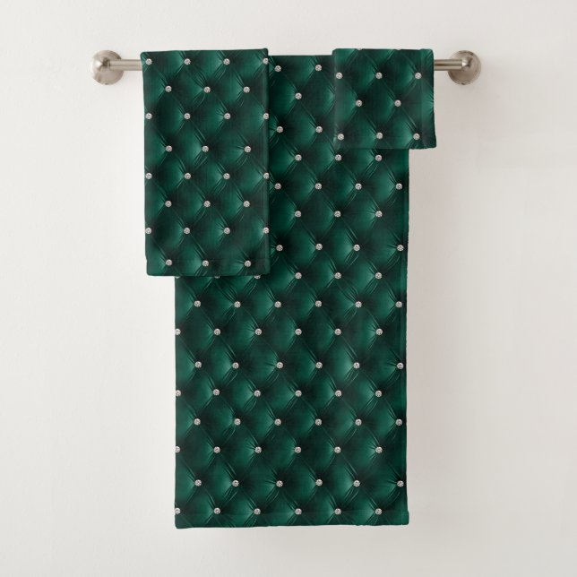 Luxus Glam Green Imitats Velvet Badhandtuch Set (Insitu)
