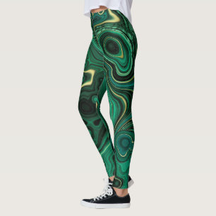 Luxus Glam Grün Abstraktes Muster Leggings